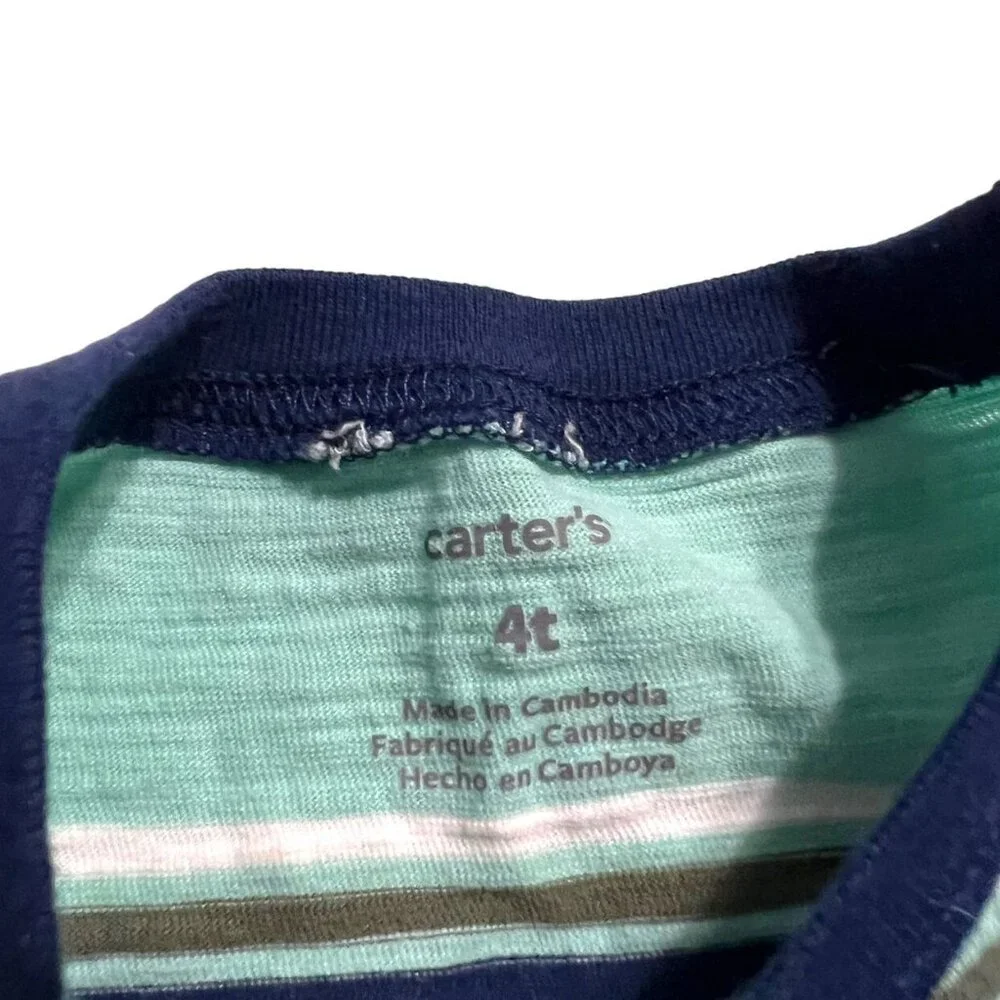 Carter's 4T Aqua Striped Pocket Tank Top